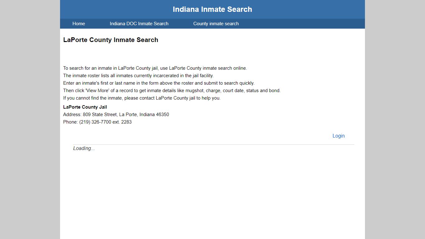 LaPorte County Inmate Search